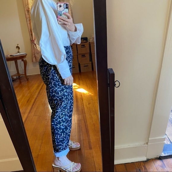 Vintage blue floral flat front high-rise pants - Picture 10 of 11